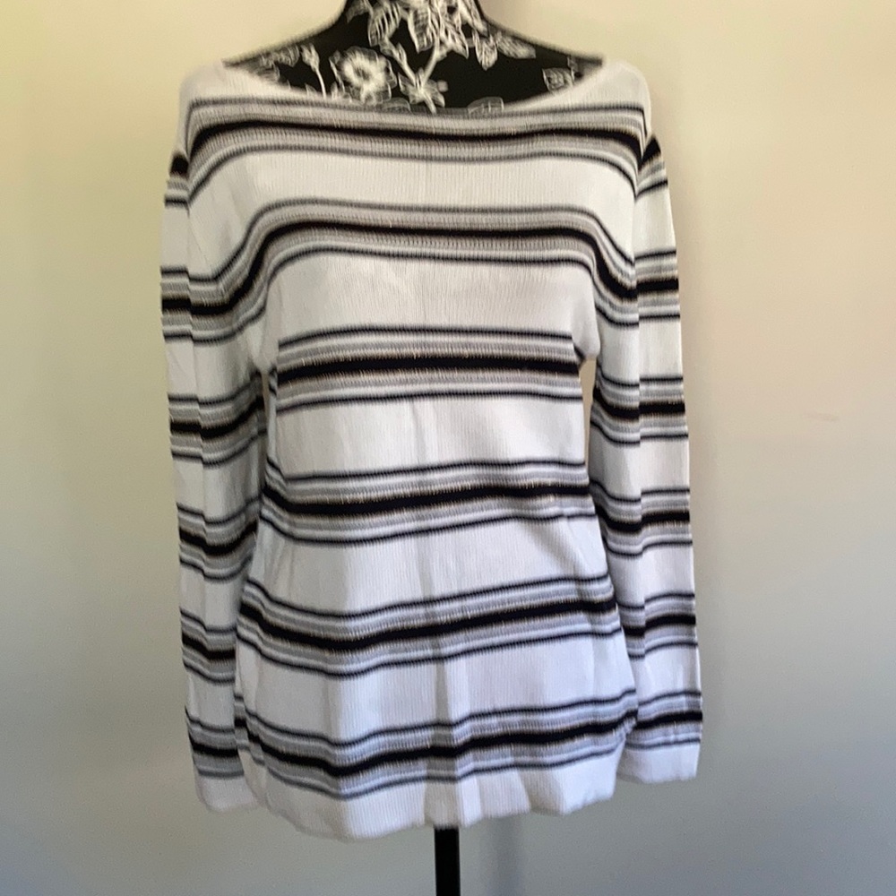 East5th Women’s Stripped Black,White and Gold knitt Sweater/Size:M